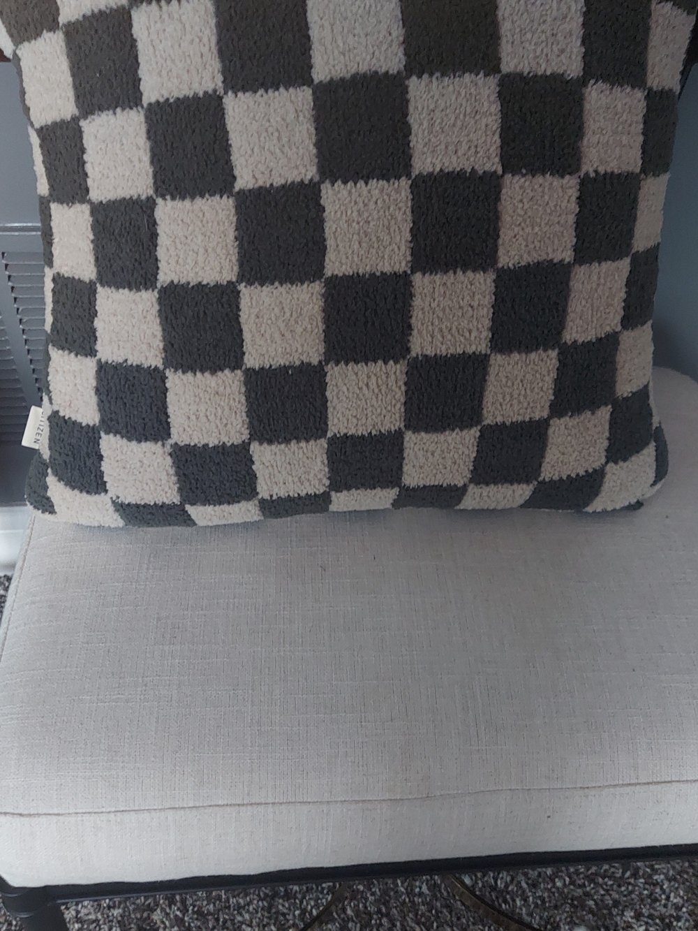 Checkerboard Throw Pillow in Moss and Cream - Home Holiday - Picture 4 of 4